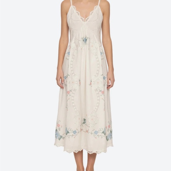 Sea New York Other - Sea Biscuit Sea New York VESNA DRESS WHITE Blue and Pink Embroidery